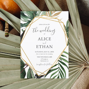 Faire-part de mariage à script de verdure sur la p