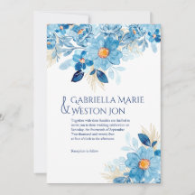 Faire-part de mariage à thème bleu gras