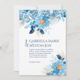 Faire-part de mariage à thème bleu gras