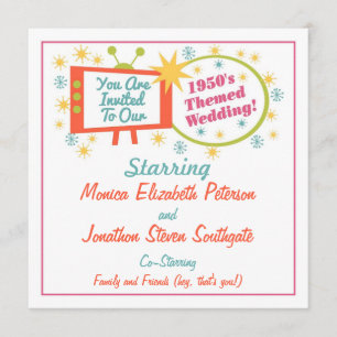 Faire-part de mariage à thème des années 1950