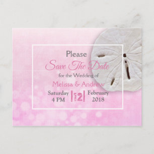 Faire-part de mariage à thème Dollar de sable rose