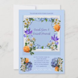 Faire-part de mariage à thème floral bleu