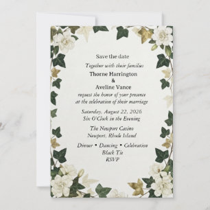 Faire-part de mariage à thème lierre botanique et