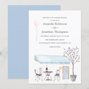 Faire-part de mariage à thème Paris aquarelle