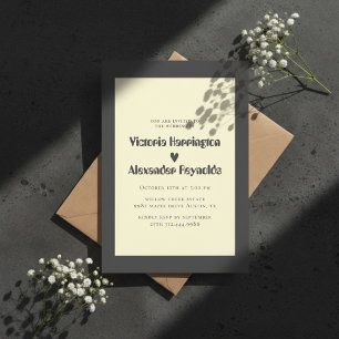 Faire-part de mariage à typographie crème minimali