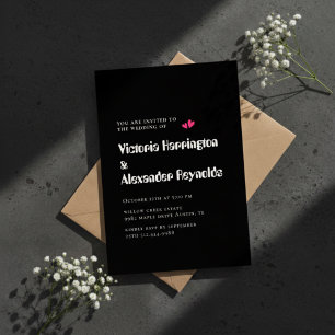 Faire-part de mariage à typographie noire minimale