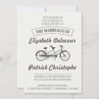 Faire-part de mariage à vélo jumeau typographique