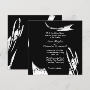 Faire-part de mariage Abstrait de musique noire et