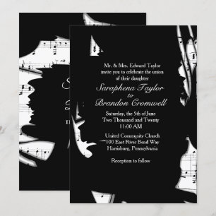 Faire-part de mariage Abstrait de musique noire et