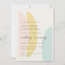 Faire-part de mariage abstrait moderne jaune aqua