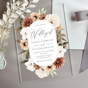 Faire-part de mariage acrylique Boho Floral Frame