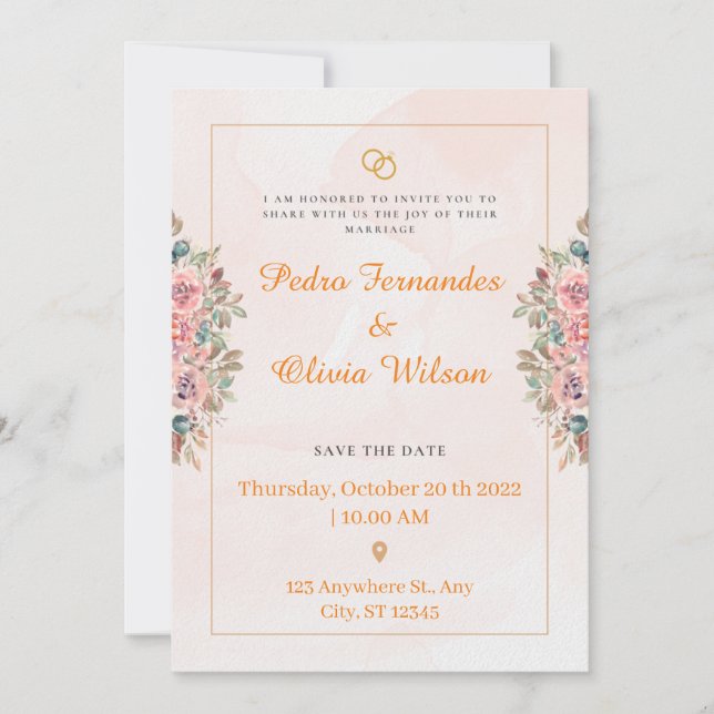 Faire-part de mariage acrylique, Élégant Mariage v (Devant)