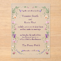 Faire-part de mariage acrylique Fleur sauvage cong