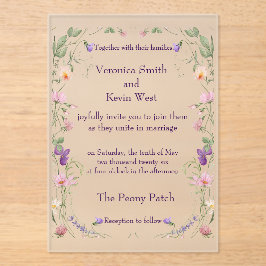 Faire-part de mariage acrylique Fleur sauvage cong