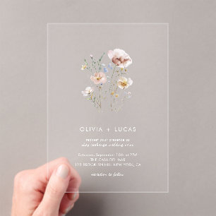 Faire-part de mariage acrylique fleur sauvage Whis