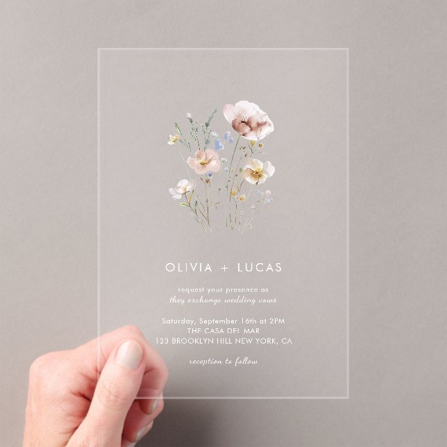 Faire-part de mariage acrylique fleur sauvage Whis (In situ (ordinateur de poche))
