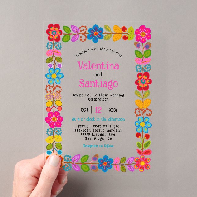 Faire-part de mariage acrylique mexicaine moderne (In situ (ordinateur de poche))