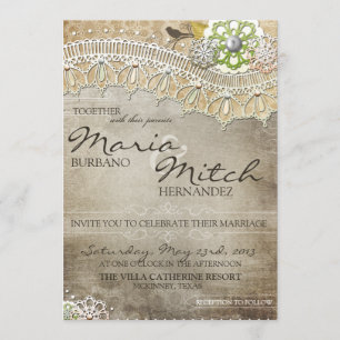 Faire-part de mariage affligé par dentelle