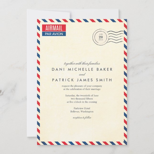 Faire-part de mariage Airmail (Devant)