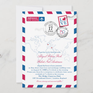 Faire-part de mariage Airmail de Londres et Santor
