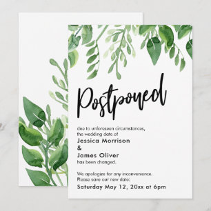 Faire-part de mariage ajourné de Painted Greenery
