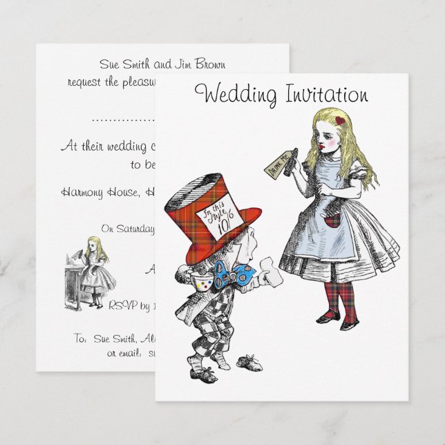 Faire-part de mariage Alice au Pays des Merveilles (Devant / Derrière)