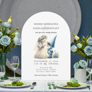Faire-part de mariage amusant aux gnomes fantaisis
