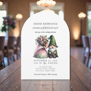 Faire-part de mariage amusant aux gnomes fantaisis