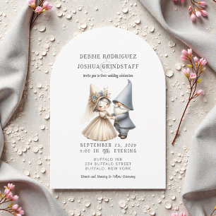 Faire-part de mariage amusant aux gnomes fantaisis