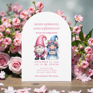 Faire-part de mariage amusant aux gnomes fantaisis