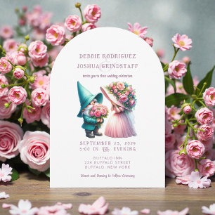 Faire-part de mariage amusant aux gnomes fantaisis