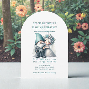 Faire-part de mariage amusant aux gnomes fantaisis
