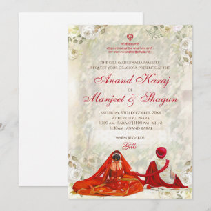 Faire-part de mariage Anand Karaj et Sikh