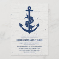 Faire-part de mariage Ancre rustique / Marine