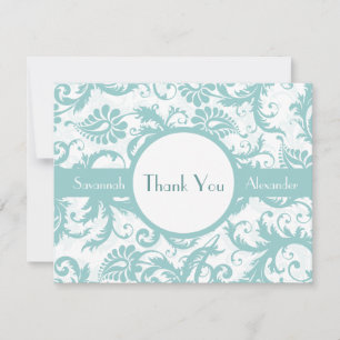 Faire-part de mariage Aqua Blue Damask