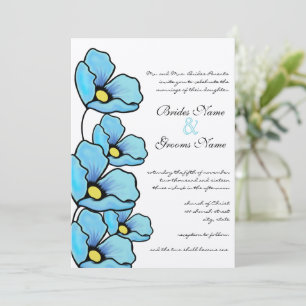 Faire-part de mariage Aqua Blue Poppy Flowers