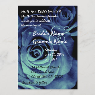 Faire-part de mariage Aqua et Royal Blue Roses