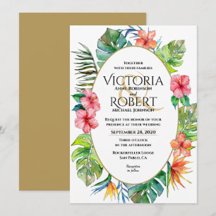 Faire-part de mariage   Aquarelle florale tropical