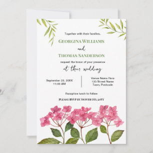 Faire-part de mariage aquarelle Hydrangea Lacecaps