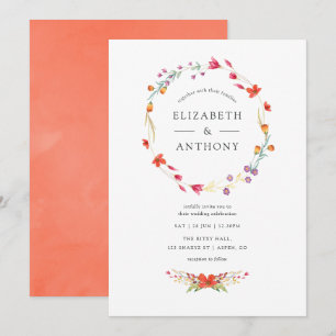 Faire-part de mariage Aquarelle Wildflower