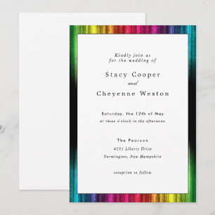Faire-part de mariage arc-en-ciel avec accents noi