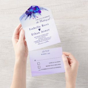 Faire-part de mariage argent et violet
