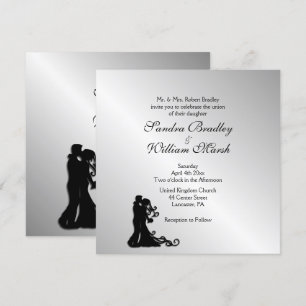 Faire-part de mariage argenté chic