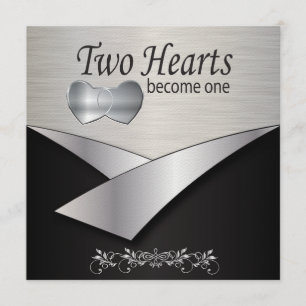 Faire-part de mariage argenté de coeur