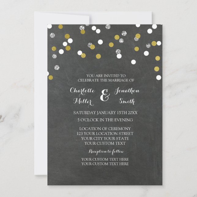 Faire-part de mariage argenté de confettis de (Dos)