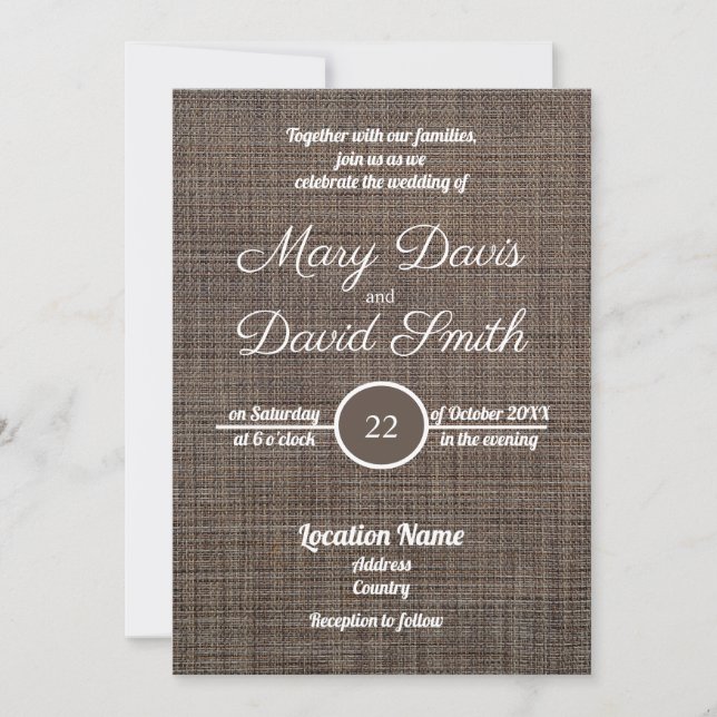Faire-part de mariage Arrière - plan rustique Brow (Devant)