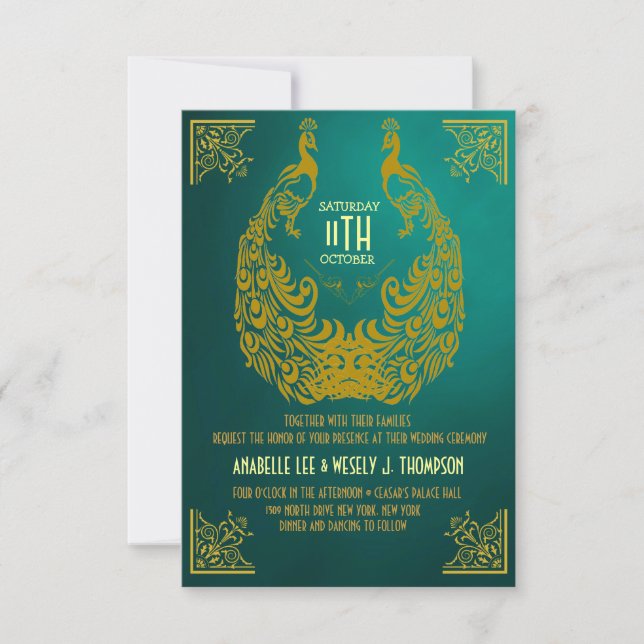 Faire-part de mariage Art déco des années 1920 (Devant)