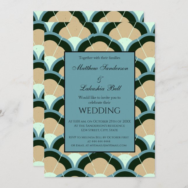 Faire-part de mariage Art déco gris clair Brown (Devant / Derrière)