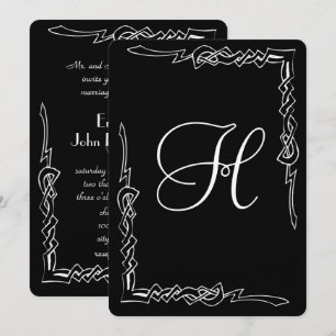 Faire-part de mariage Art déco Monogramme noir