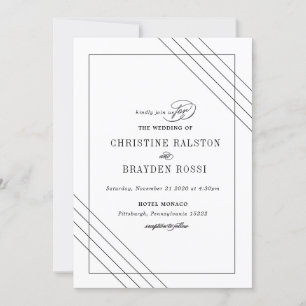Faire-part de mariage Art déco noir blanc